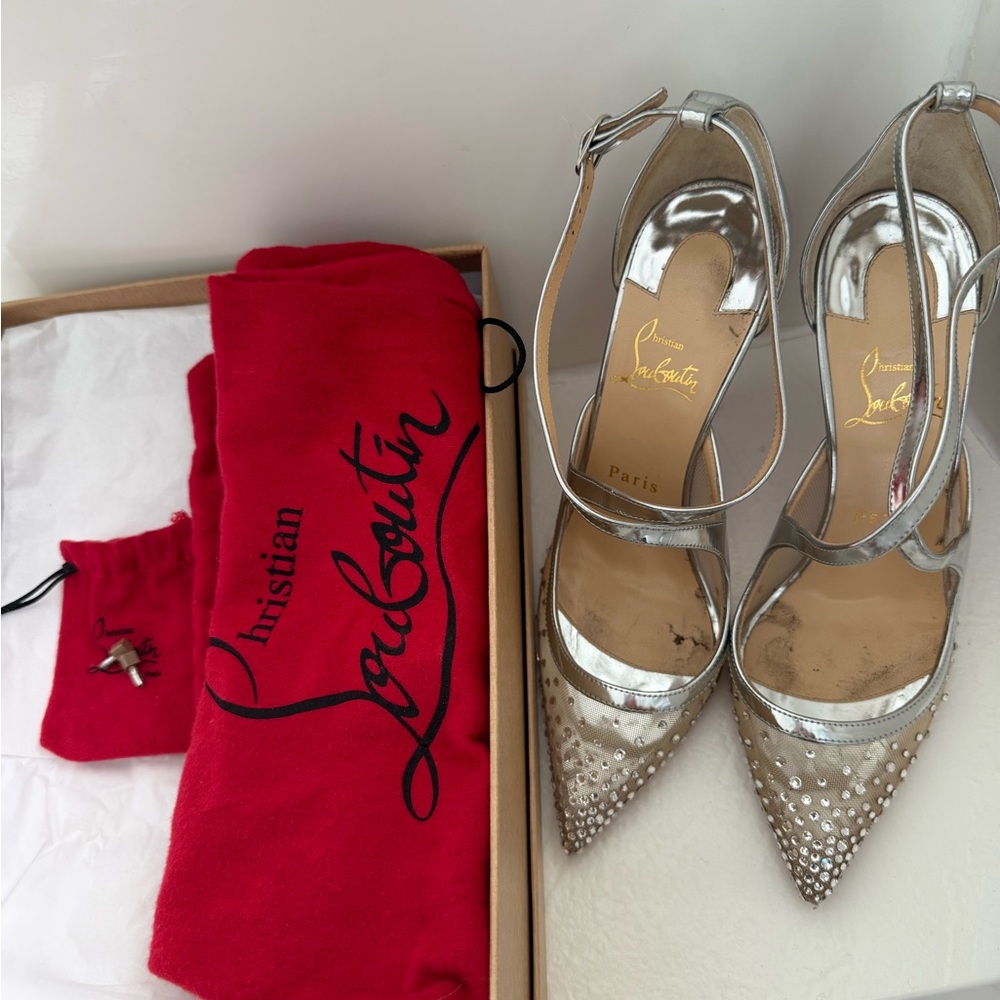 Christian Louboutin Twistissima Strass Pump 100 Silver Size 37.5 wedding
